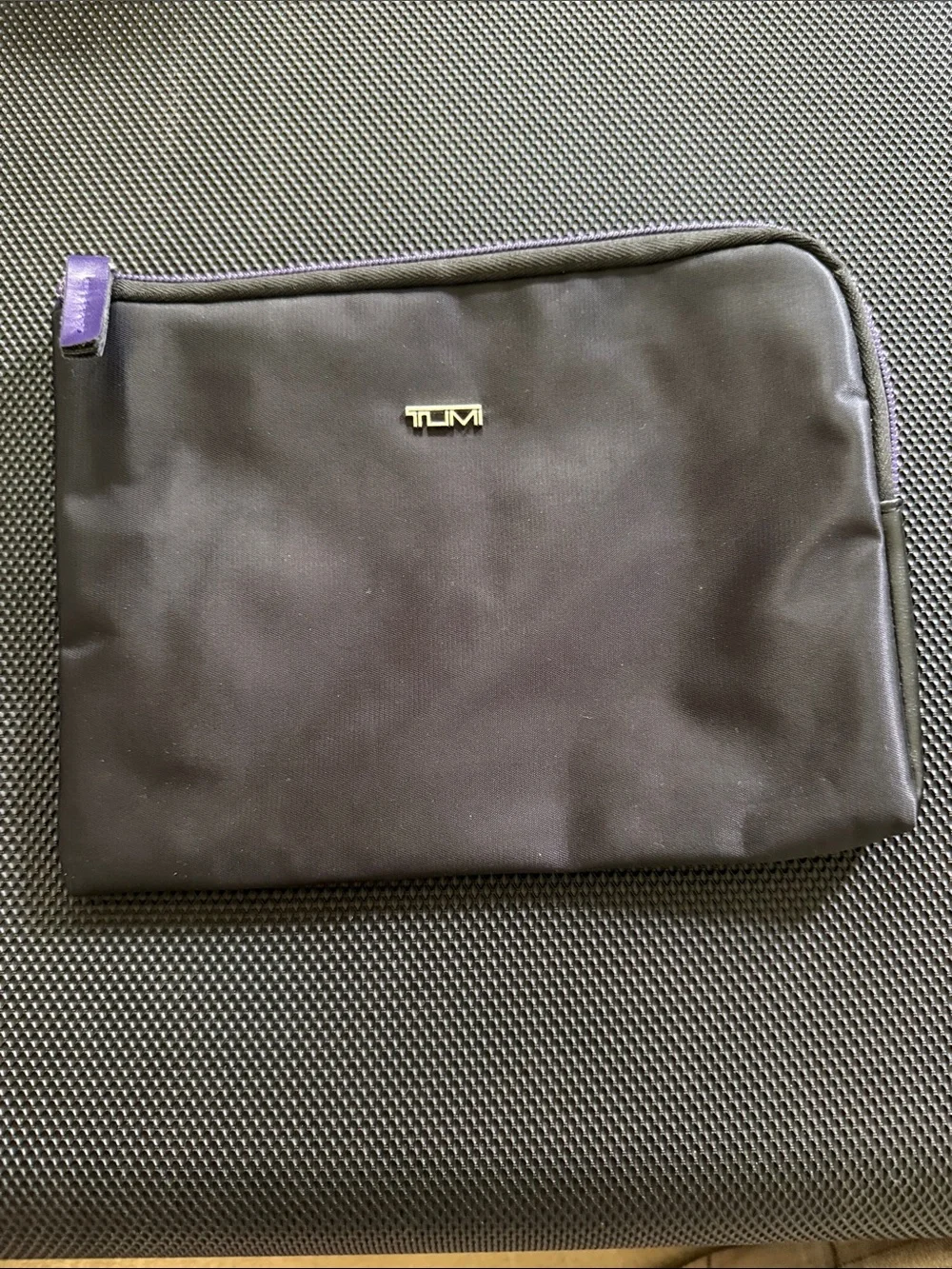 Tumi Black Nylon Compact Makeup Bag